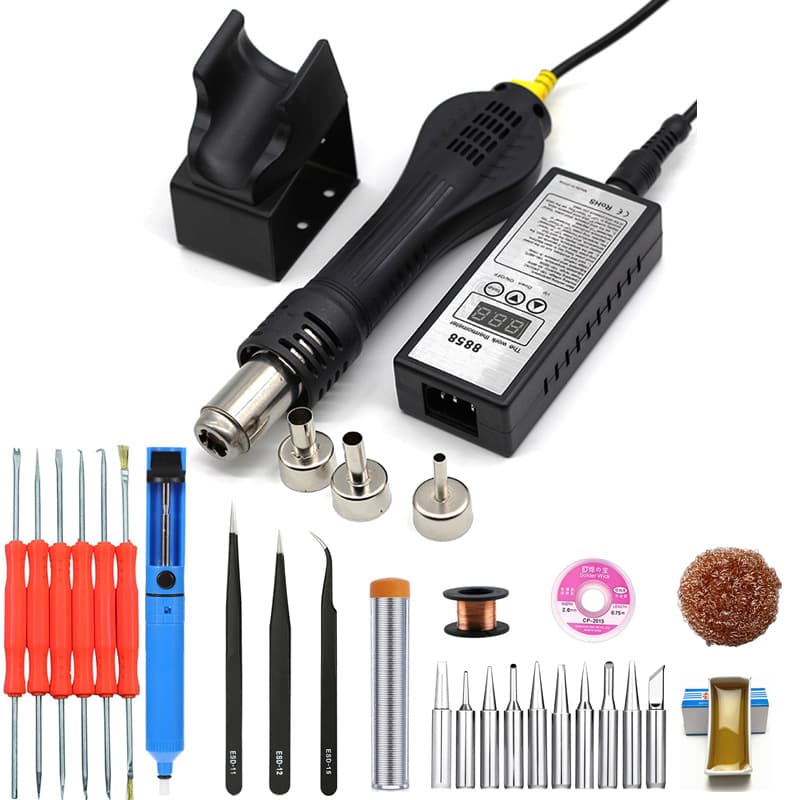 Portable Digital Hot Air Gun Set 8858 Micro Desoldering Tool Rework Station Tweezers Soldering Heat Gun