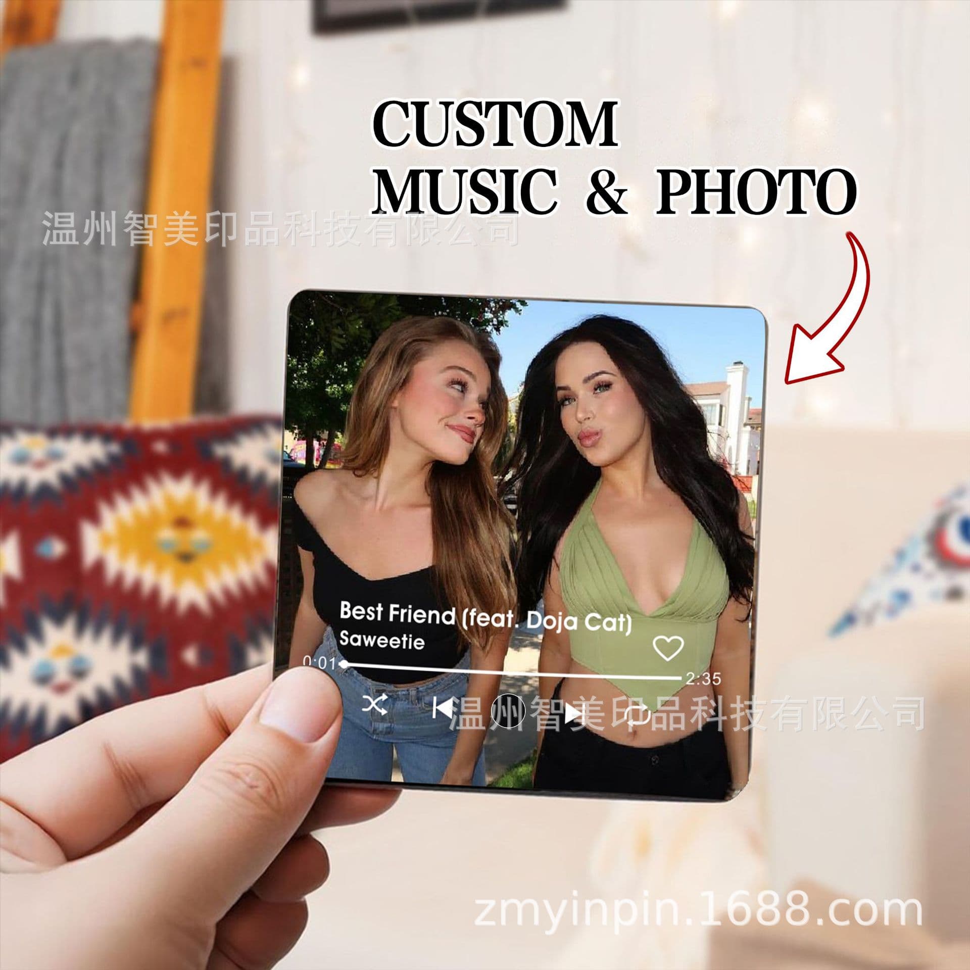 Cross-Border Prayer Magnet Music Box Refrigerator Magnet Small Speaker Supports Audio Photo DIY Creative Gifts
