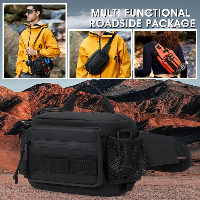 Outdoor Fishing Lure Bag, Oxford Cloth Men's Waist Bag, Hiking and Mountaineering Travel Bag, Lightweight Large-Capacity Crossbody Bag