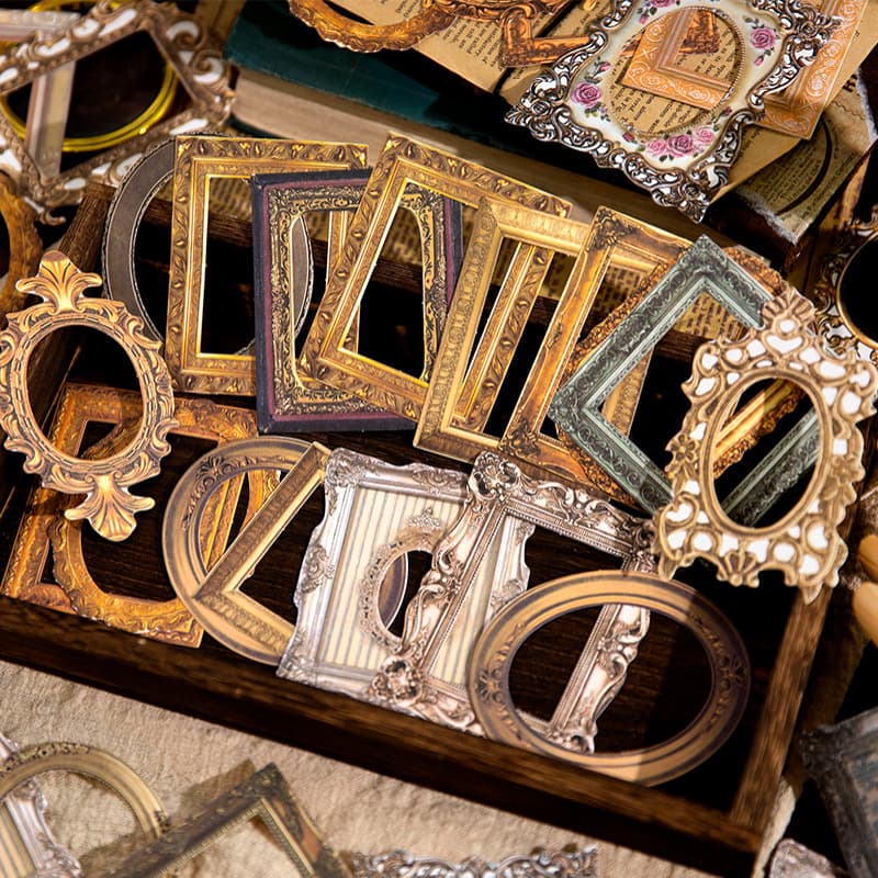 Yanji Card Art Collection Vintage Frame Hollow Hand Account DIY Material Decorative Base 30 Pieces 6 Styles