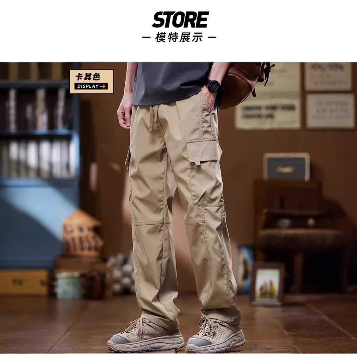 Cross-border Men's Summer New Thin Casual Pants American Style Cargo Straight Leg Long Pants Loose Outdoor Trousers