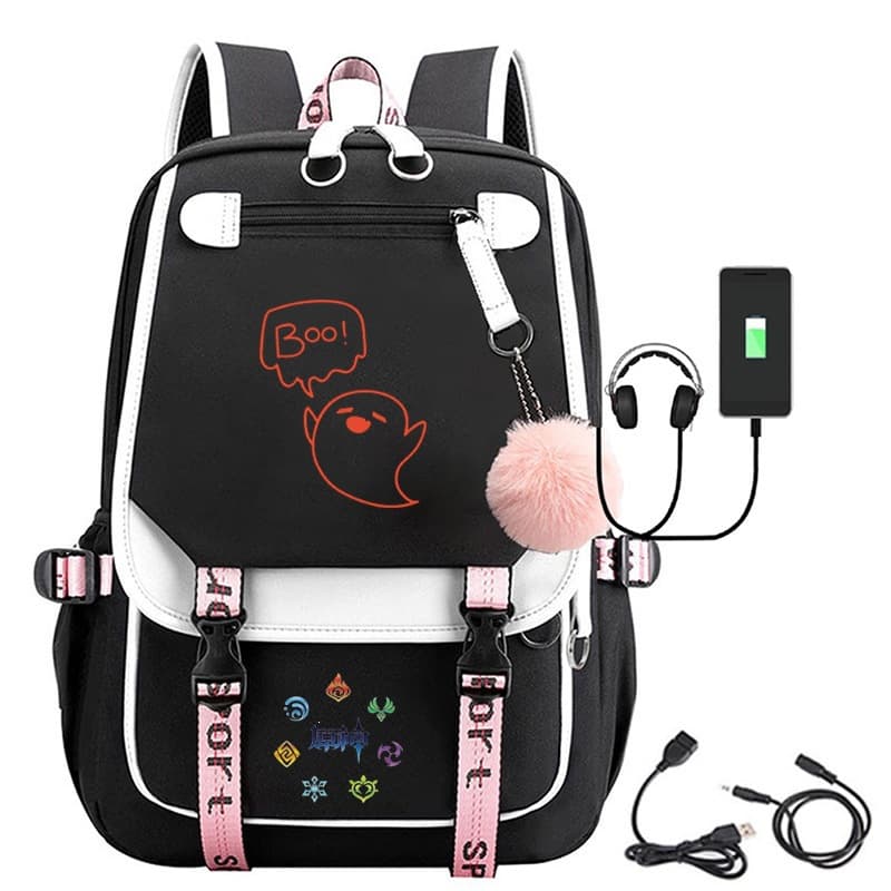 Hot-Selling Genshin Impact Printed Plush Backpack for Middle School Students Casual School Bag