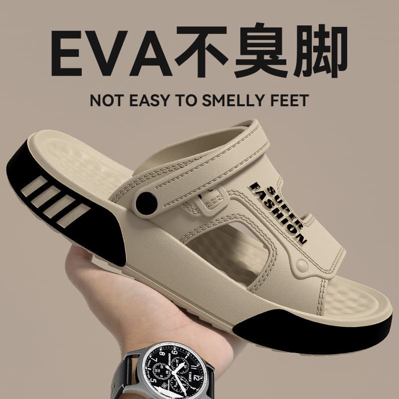 Sandals men's 2025 new summer wear for driving, outdoor beach shoes, soft sole, anti-slip, anti-odor sandals and slippers