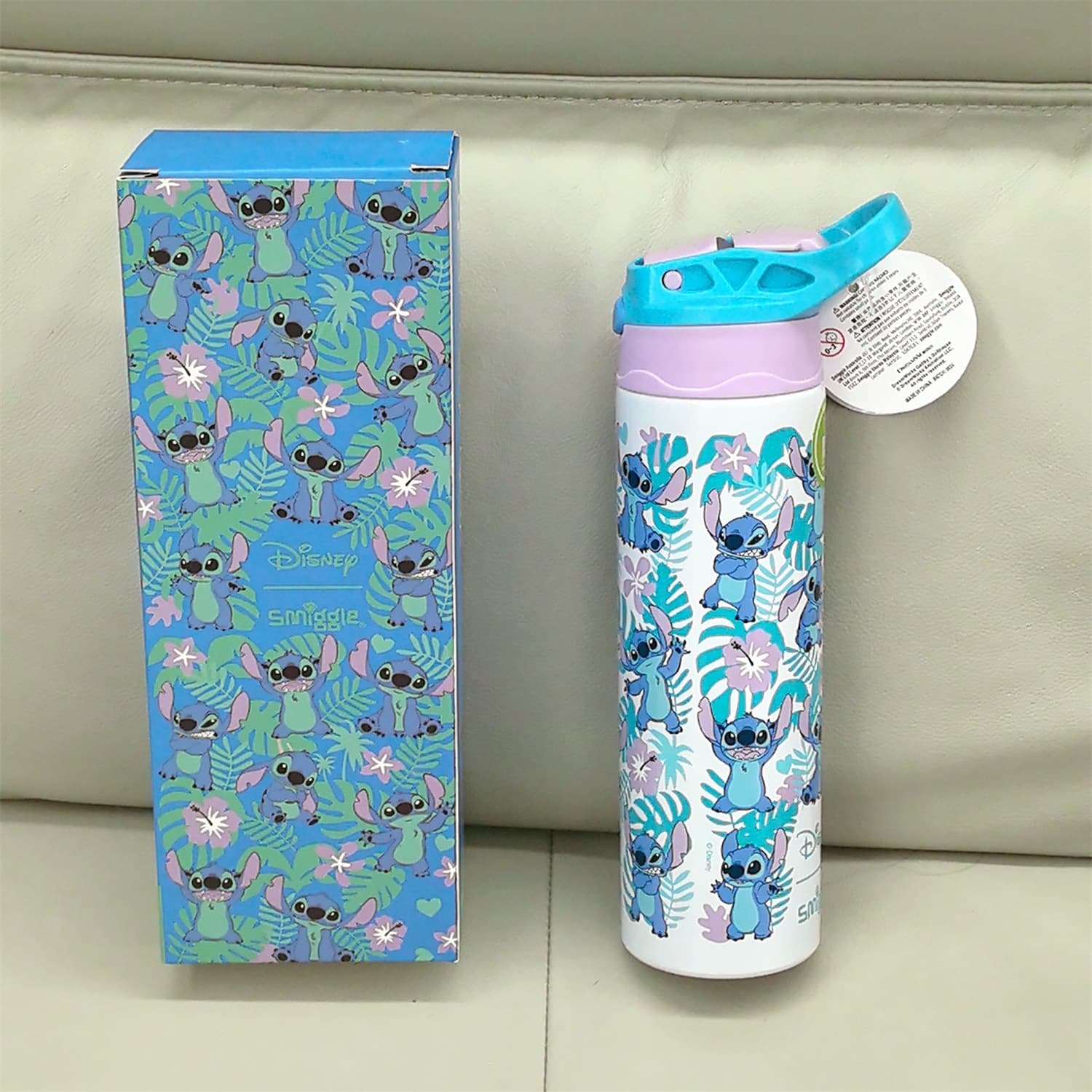 Gift Box Smiggle Kids Water Bottle Hello Kitty Stitch Stainless Steel Thermos Cup Sports Straw Cup