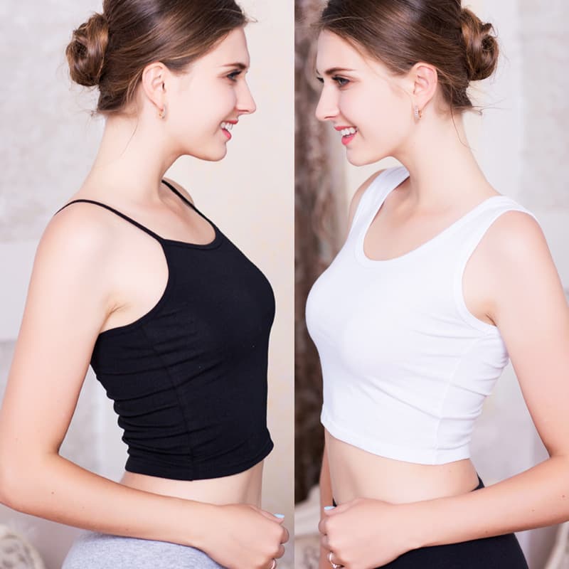 Women's Cotton Short Sleeveless Camisole for Outerwear, Knit Layering Shirt, Spring/Summer Fresh Style Student Top