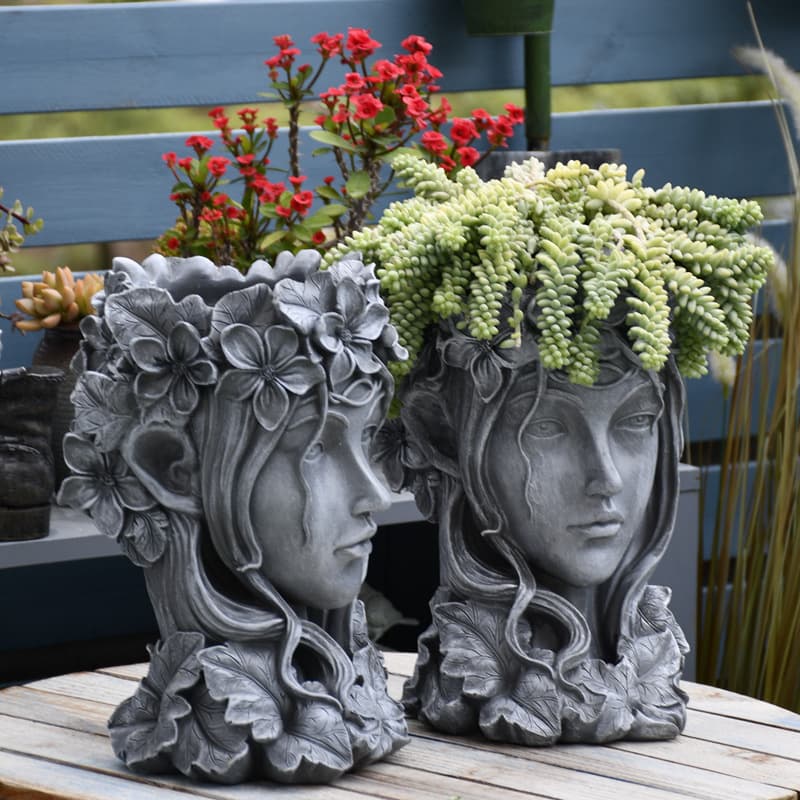 European Style Garden Decoration Courtyard Balcony Creative Women's Succulent Plant Pot Vienna Sculpture Head Image Decoration