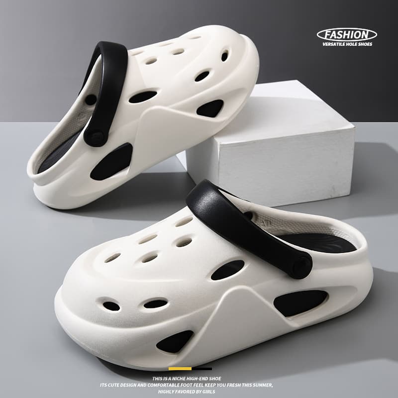 Baotou Drag Thick-Soled Height-Increasing Men's Summer Non-Slip Cave Shoes, Dung-Feel Anti-Odor Wear-Resistant Breathable Outerwear Beach Slippers
