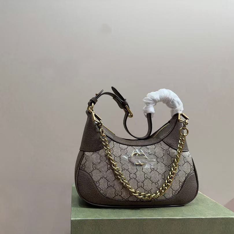 Classic women's hobo armpit bag G crescent half-moon bag genuine leather shoulder crossbody bag light luxury chain trendy women's bag