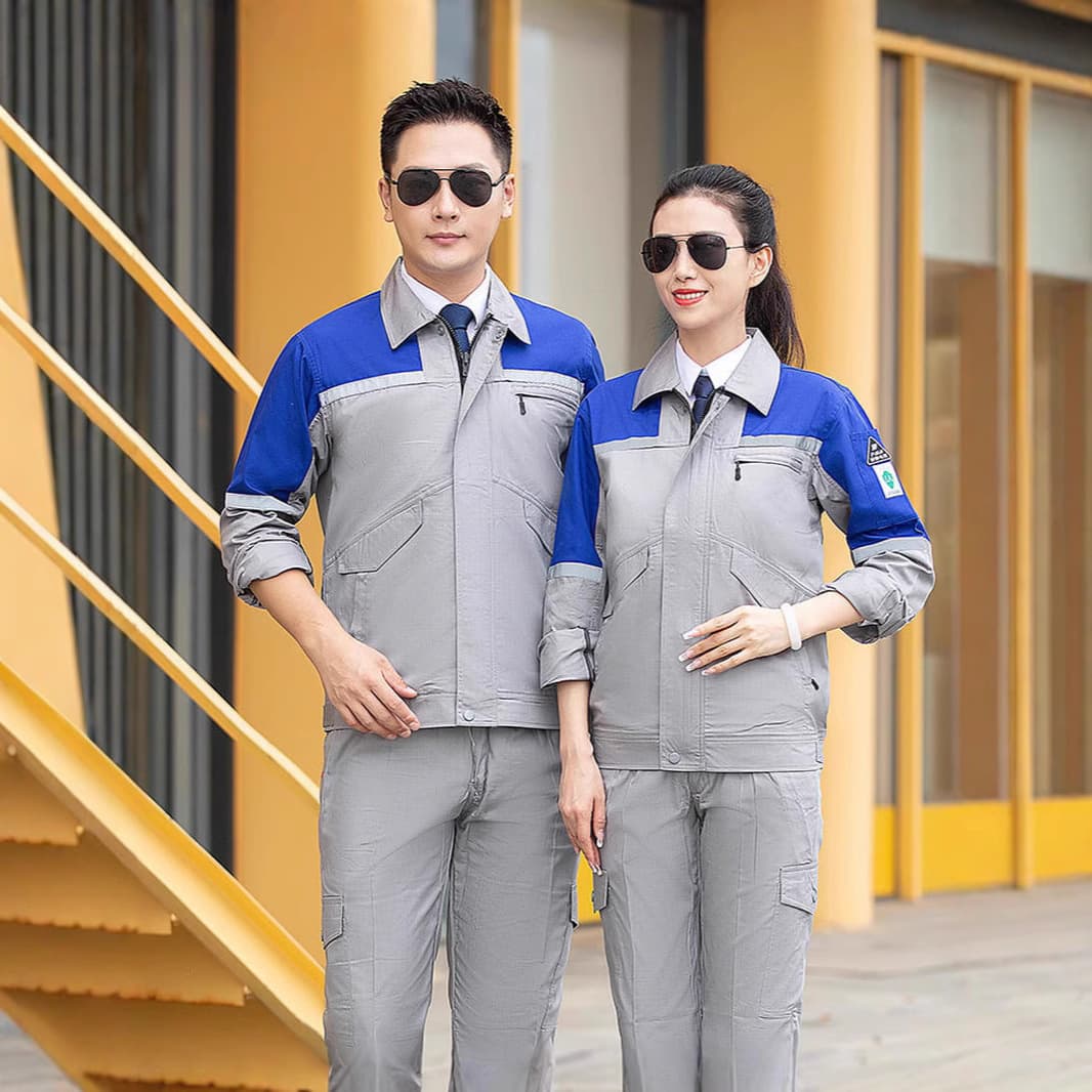 Pure Cotton Anti-Static Workwear Summer Thin Mesh Grid Electrician Suit Oil and Gas Industry Labor Protection Work Suit Set Men