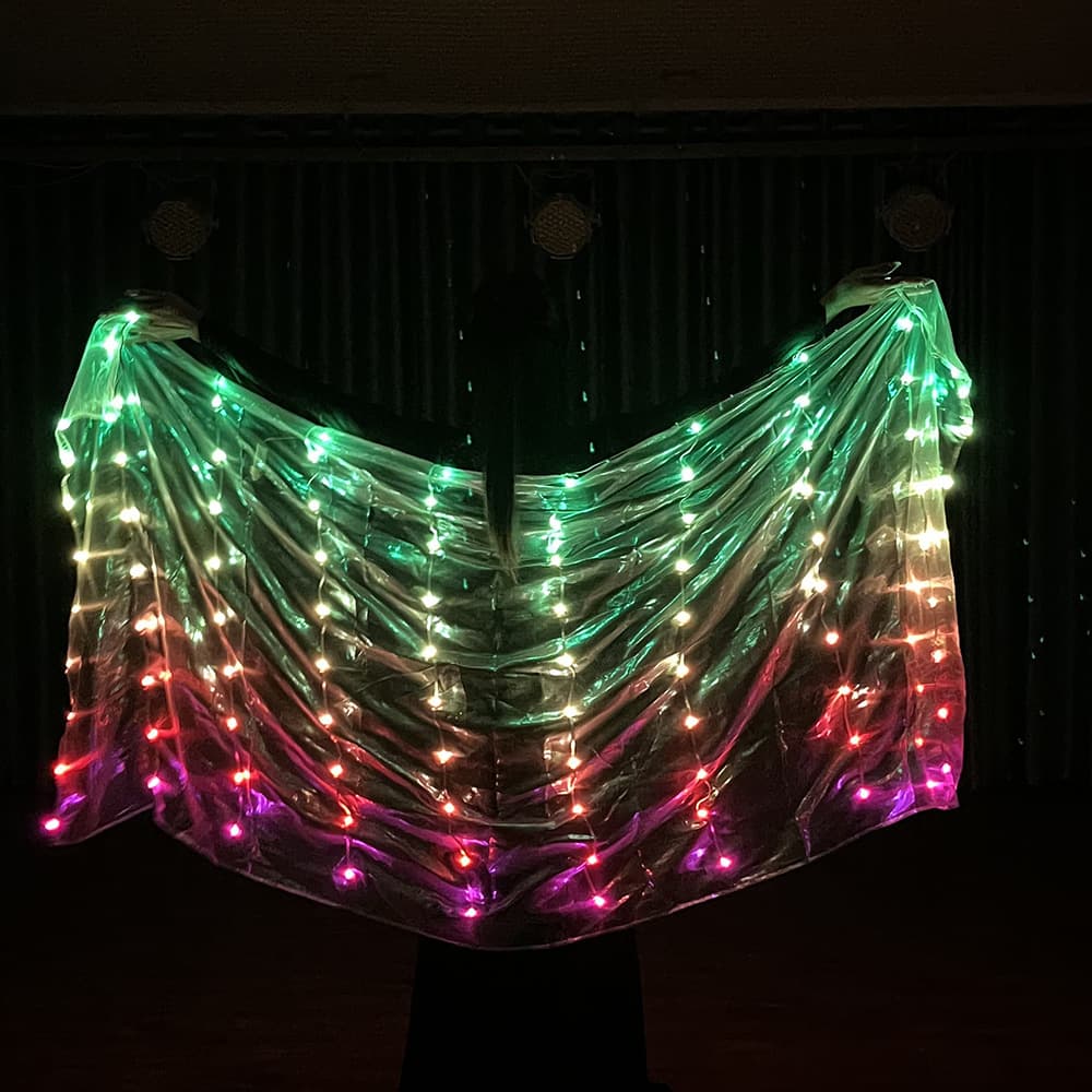 Colorful Shawl Dance Prop Performance Belly Dance Streamlined Fabric 2m*1m Polyester Sheer Draped Wrap for Sexy Street Style