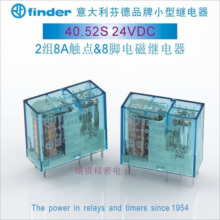 40.52S, 24VDC; 40.52.7.024.0000 Italy Finder miniature 8-pin relay 24VDC