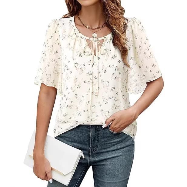 2026 Women's Shirt Fashion Casual Half Lantern Sleeve Chiffon Office Wear Business Work Top Trend