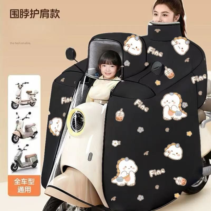 Winter Parent-Child Electric Vehicle Windproof Blanket with Fleece Lining, Thickened Windproof and Warm Cape, Universal for Motorcycles and Electric Scooters