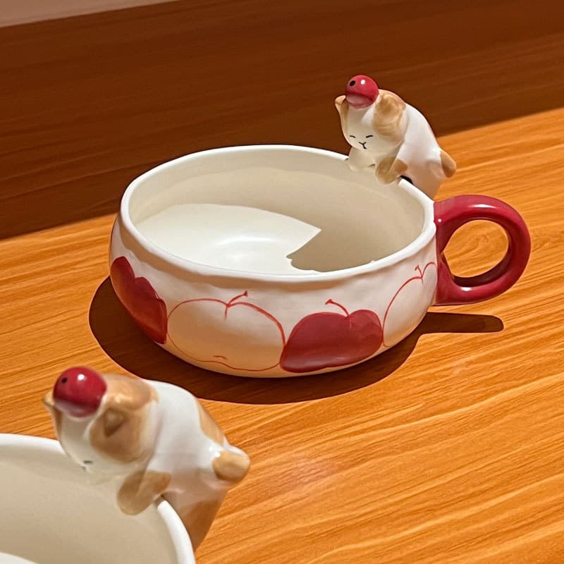 Cute ceramic owl apple bowl home breakfast bowl yogurt bowl dessert bowl underglaze color cartoon tableware