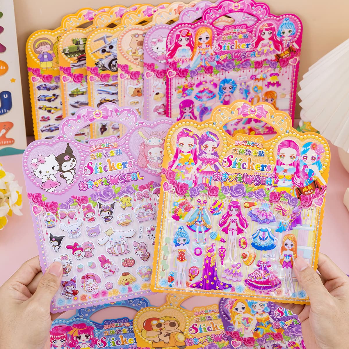Cartoon Handbag Foil Bubble Stickers for Kids DIY Decoration, 3D Stickers for Scrapbooking, Cup Decals, Small Gift
