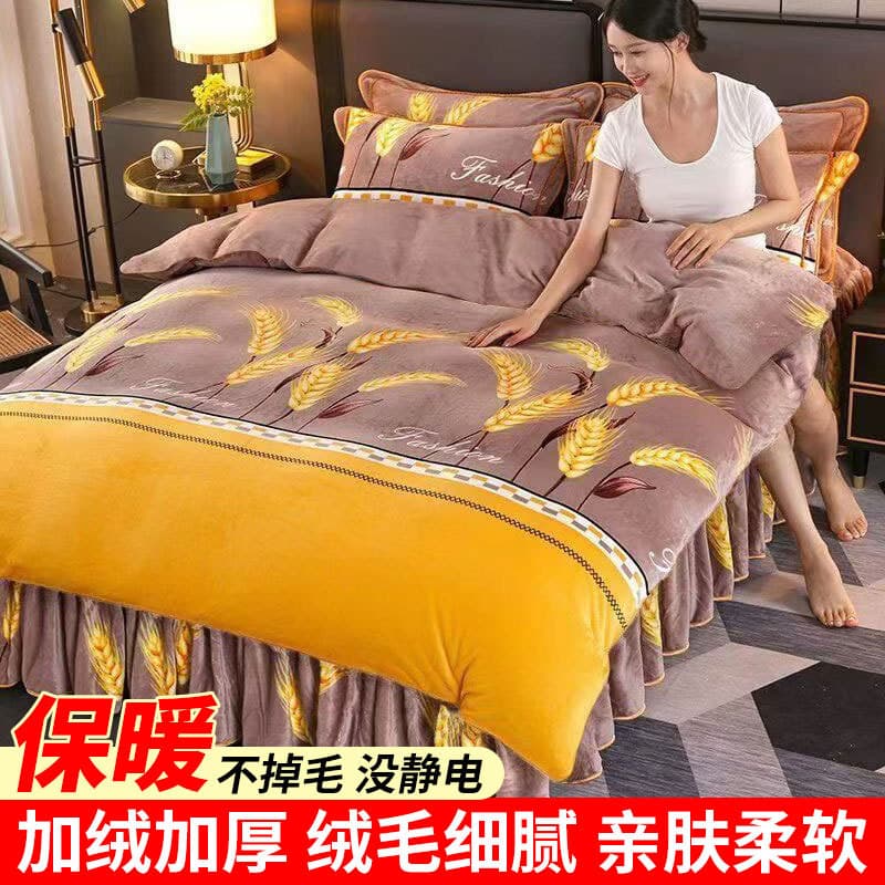 Milk Fleece Quilt Cover Flannel Double-Sided Fleece Student Dormitory Single/Double Size Fleece Coral Fleece Flannel Quilt Cover Single Piece