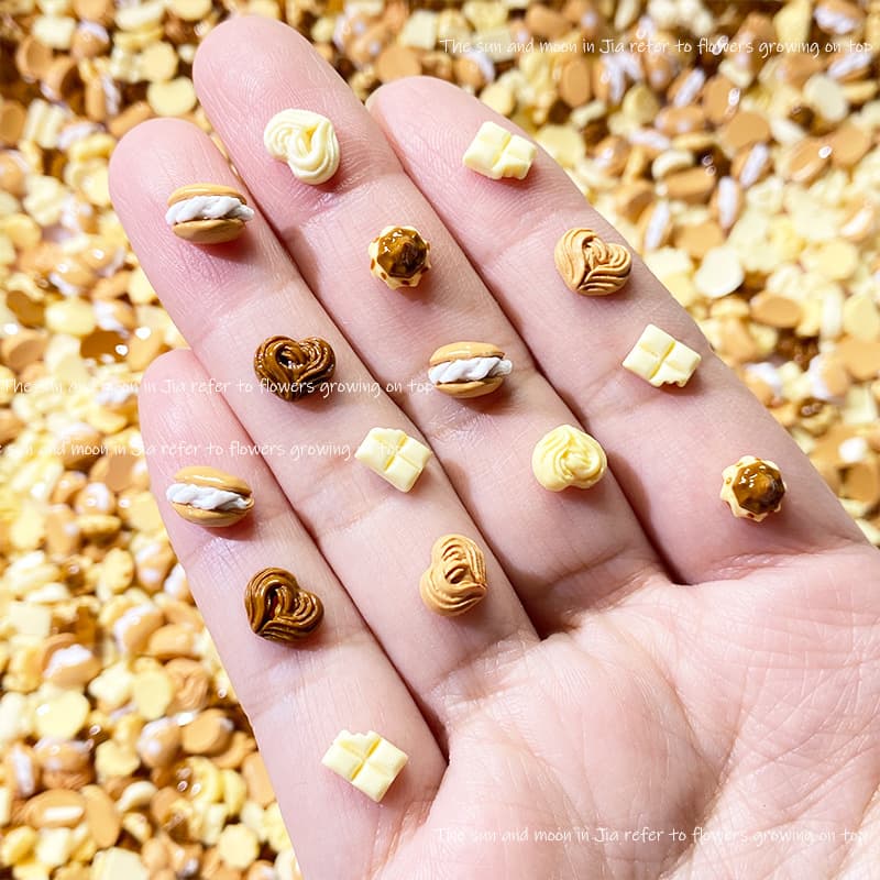 Simulation mini biscuit cartoon nail art jewelry for children to wear nail love jewelry nail stickers earring decorations
