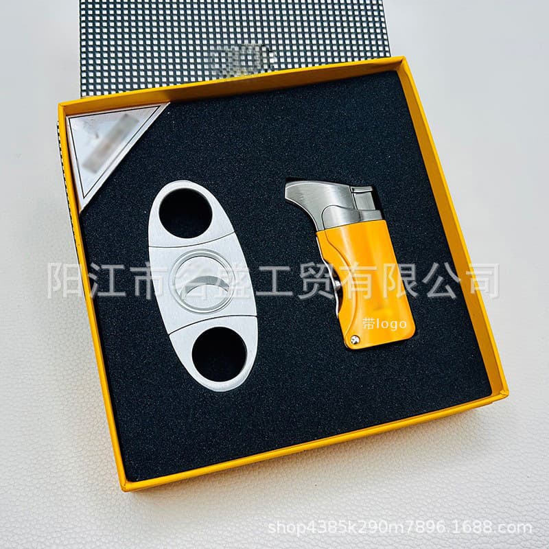 Cigar Lighter Set Cigar Lighter Stainless Steel Cigar Scissors Flat Cut Cigar Cutter Tool Set