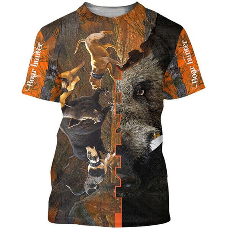 Camouflage Hunting Animal Wild Boar Men's T-Shirt 3D Print Sports Short Sleeve T-Shirt Top Casual O-Neck Streetwear T