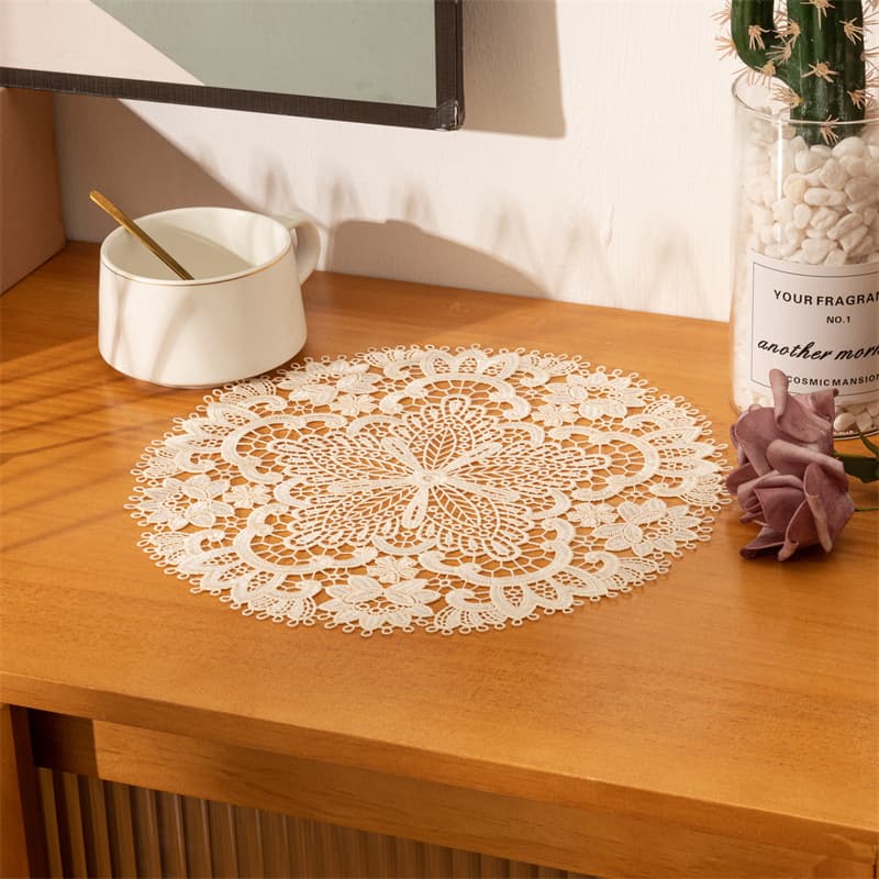 Manufacturer French Embroider Coaster Insulated Bowl Mat Bedside Table Tablecloth Decoration Girl Ins Posing Props