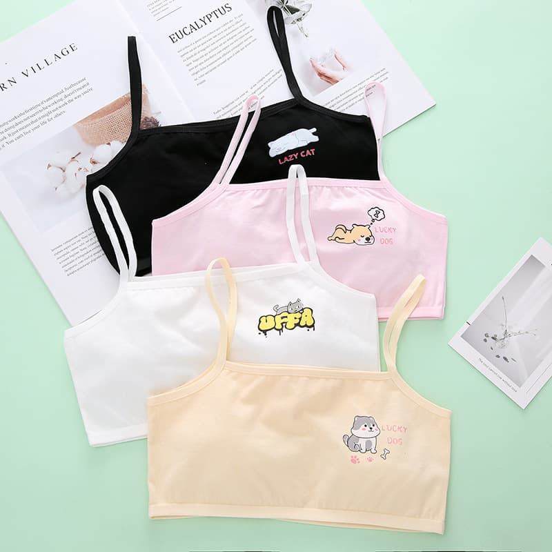 Wholesale popular cartoon pure cotton primary school student base layer anti-bump tube top solid color camisole vest