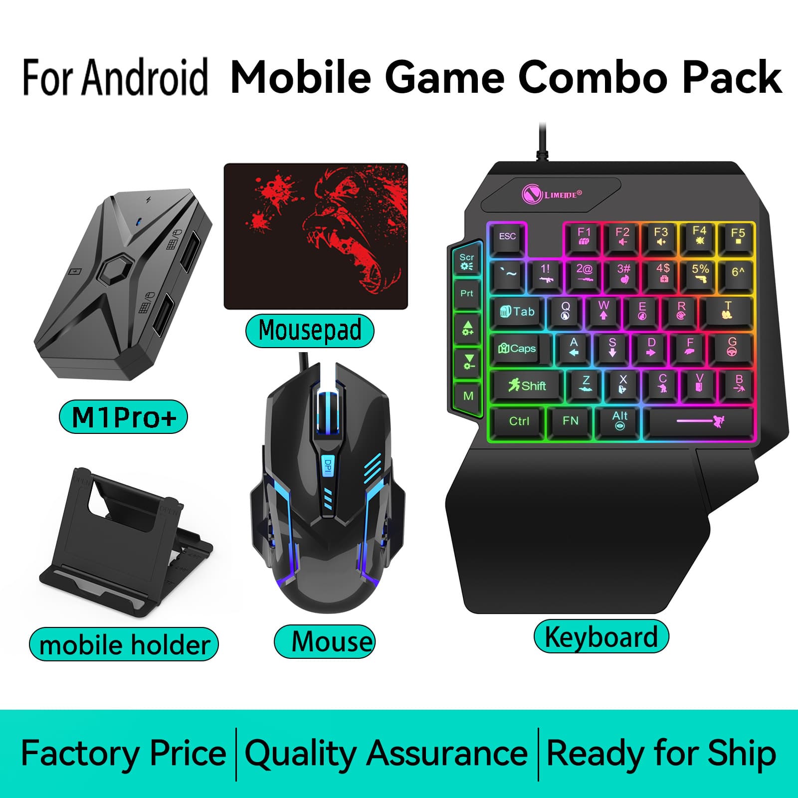 Jiaying M1Pro+ Android Mobile Game Controller Accessory Chicken Dinner God Throne Keyboard and Mouse Converter Kit