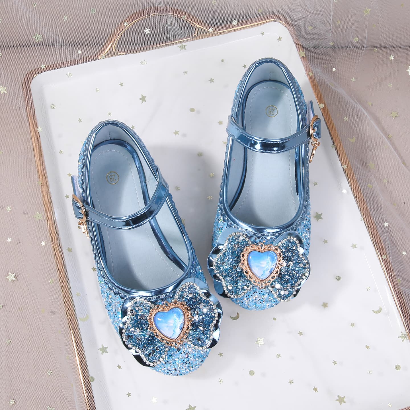 Girls High Heel Shoes Spring Autumn New Style Sequins Children's Princess Shoes Little Girls Crystal Shoes for Middle and Big Kids