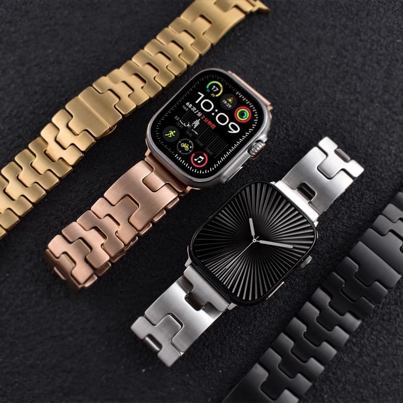 Suitable for apple watch strap apple watch metal men and women H chain butterfly buckle s5678910 generation se watch strap