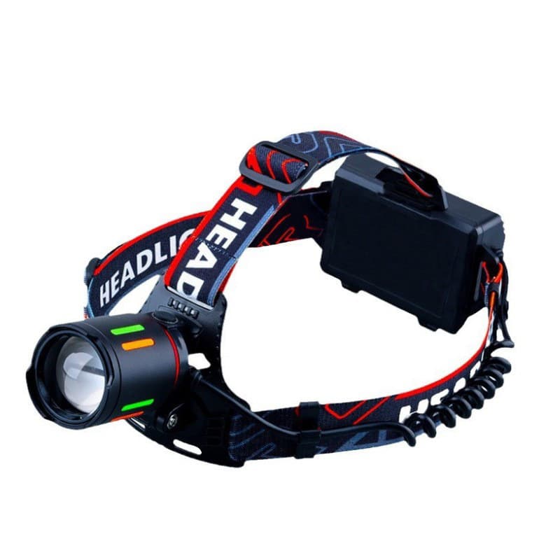 New Cross-border High-power Zoom Headlamp for Outdoor Night Fishing, Beach Combing, Long Battery Life, Portable Long-range Multi-functional Emergency Headlamp