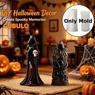 Black Robe Figure Silicone Mold 2-Pack Halloween Dark Skeleton Serpent Resin DIY Decoration Mold
