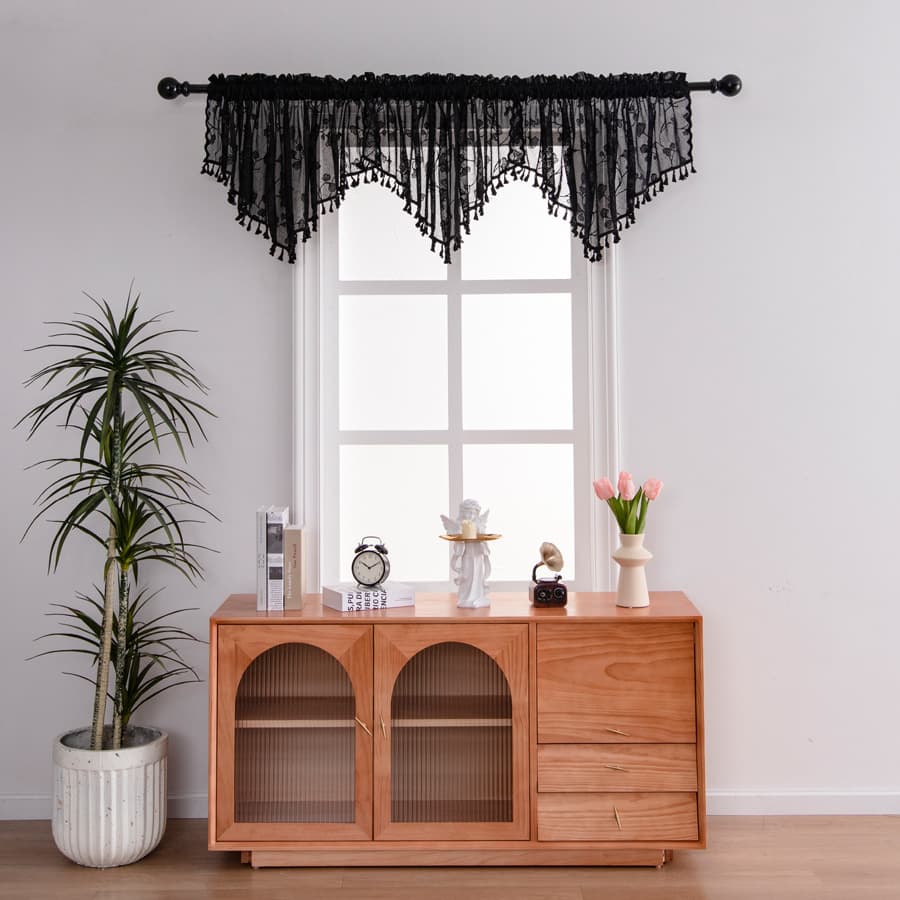 Factory Direct American Curtain Window Sheer Triangle Valance Kitchen Curtain Small Curtain Rod Pocket Curtain Ready-Made Wholesale