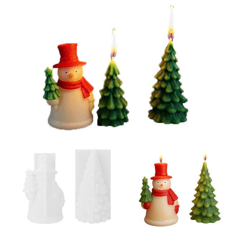 New and Good 3D Christmas Snowman DIY Silicone Mold for Plaster Aromatherapy Candles Christmas Tree Holiday Stock Wholesale