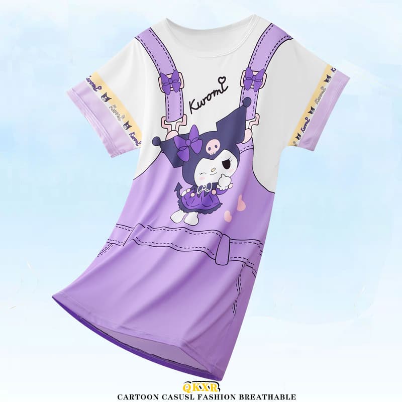 Summer girls' nightgown, short-sleeved children's pajamas, girls' loungewear, thin air-conditioned clothing for medium and large children, baby dress