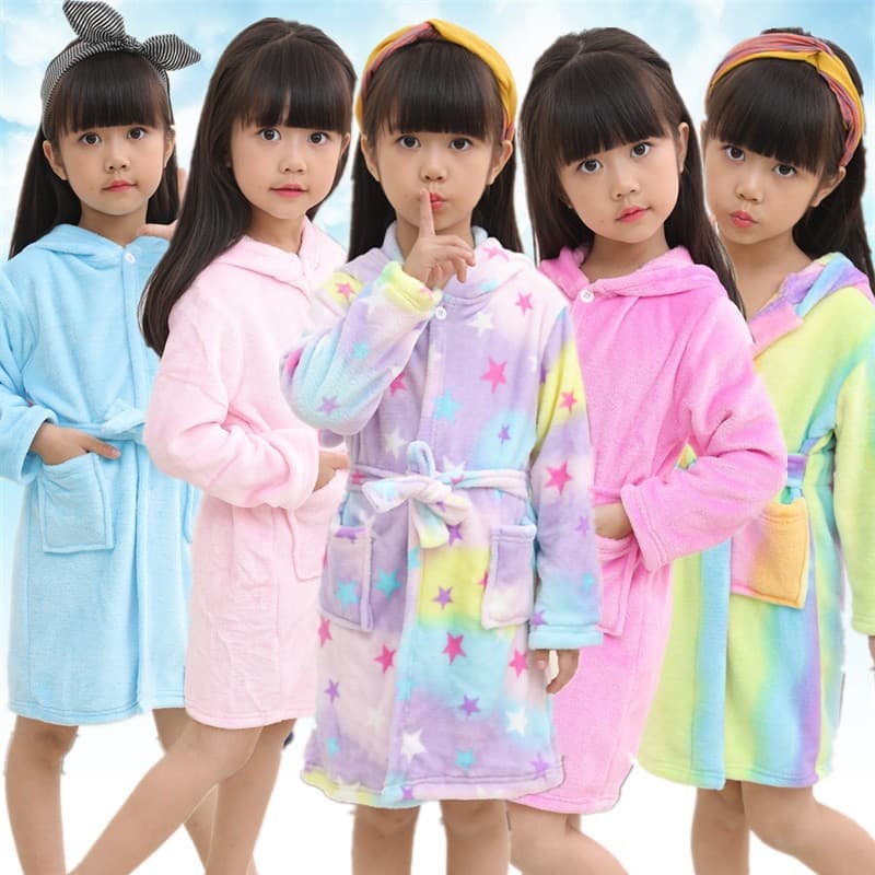 New Children's Extra Large Bathrobe Flannel Pegasus Bathrobe Cartoon Animal Hooded Bathrobe Kids' Homewear Nightgown