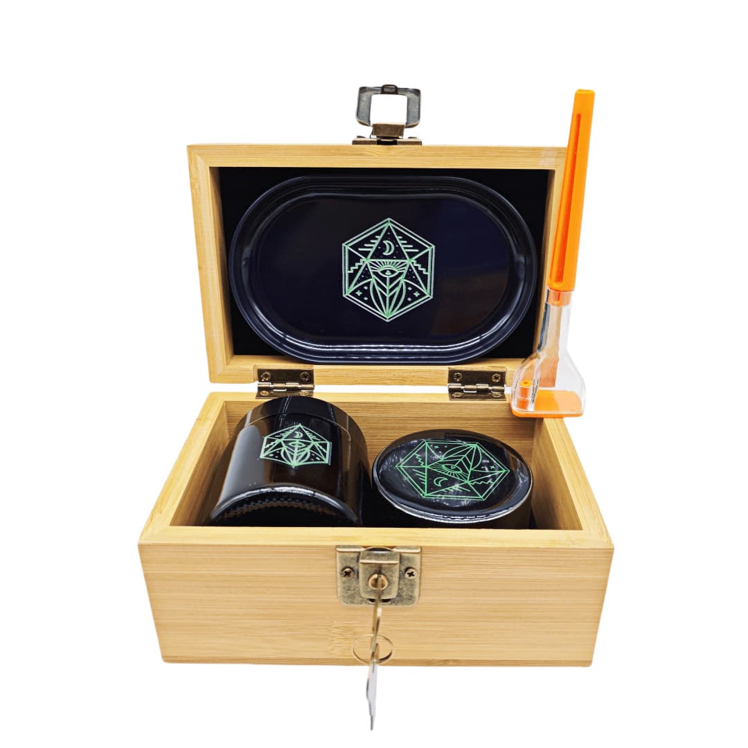 New Cross-Border Peach Wood Box Smoking Set with Grinder, Rolling Tray, and Storage Jar