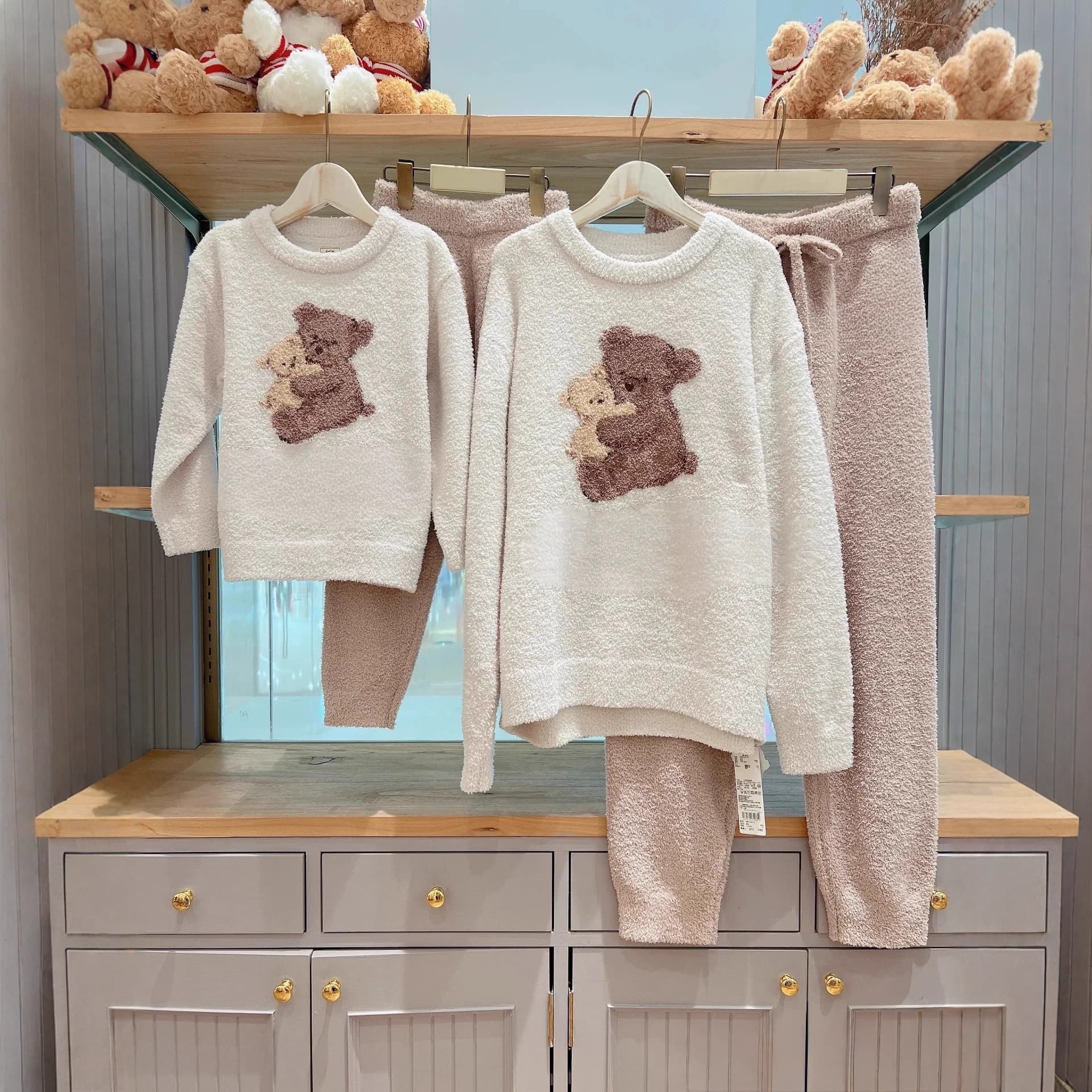 2025 Autumn/Winter New Half-Fleece GP Parent-Child Koala Bear Soft Pajamas for Kids and Adults