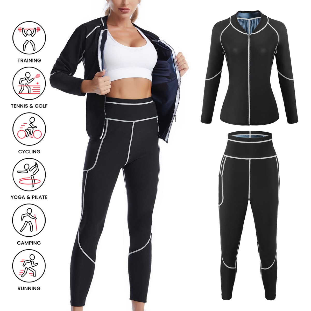 Sweat Vest Men Women Sports Running Fitness Long Sleeve Set Amazon Plus Size Waist Shaper Body Shaper