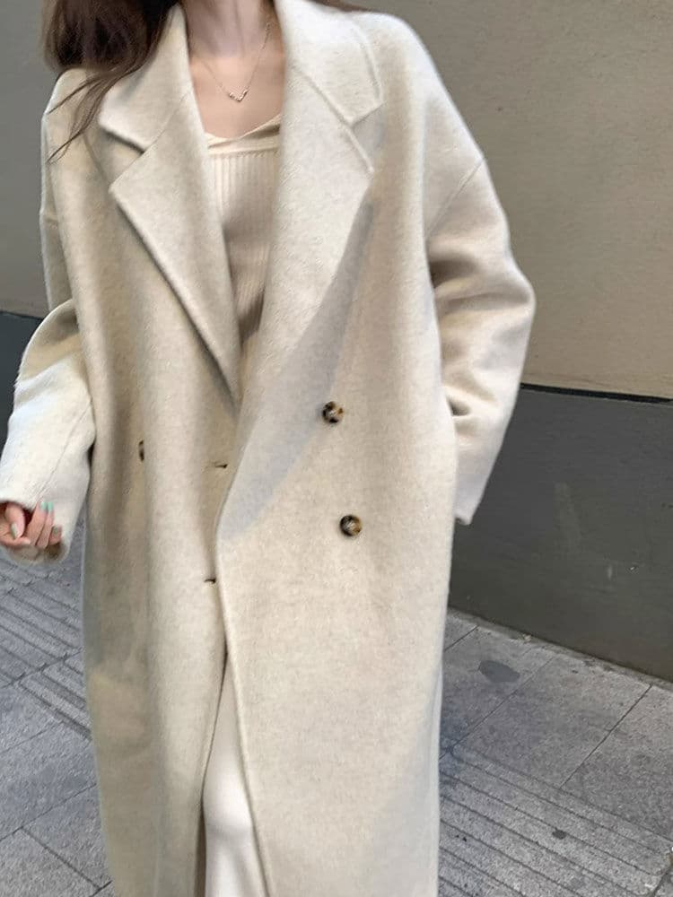 Fashionable wool coat for women, autumn and winter 2025 new style, Korean-style loose mid-length knee-length woolen coat.