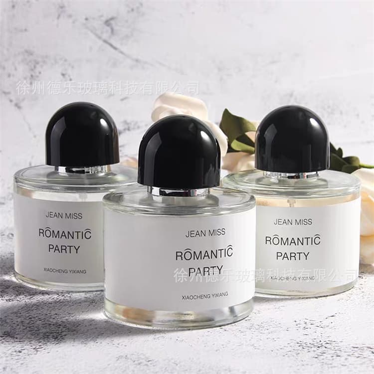 In Stock Perfume Bottle 50ml 100ml Clear Cylindrical Glass Perfume Bottle Cosmetic Perfume Press Spray Bottle