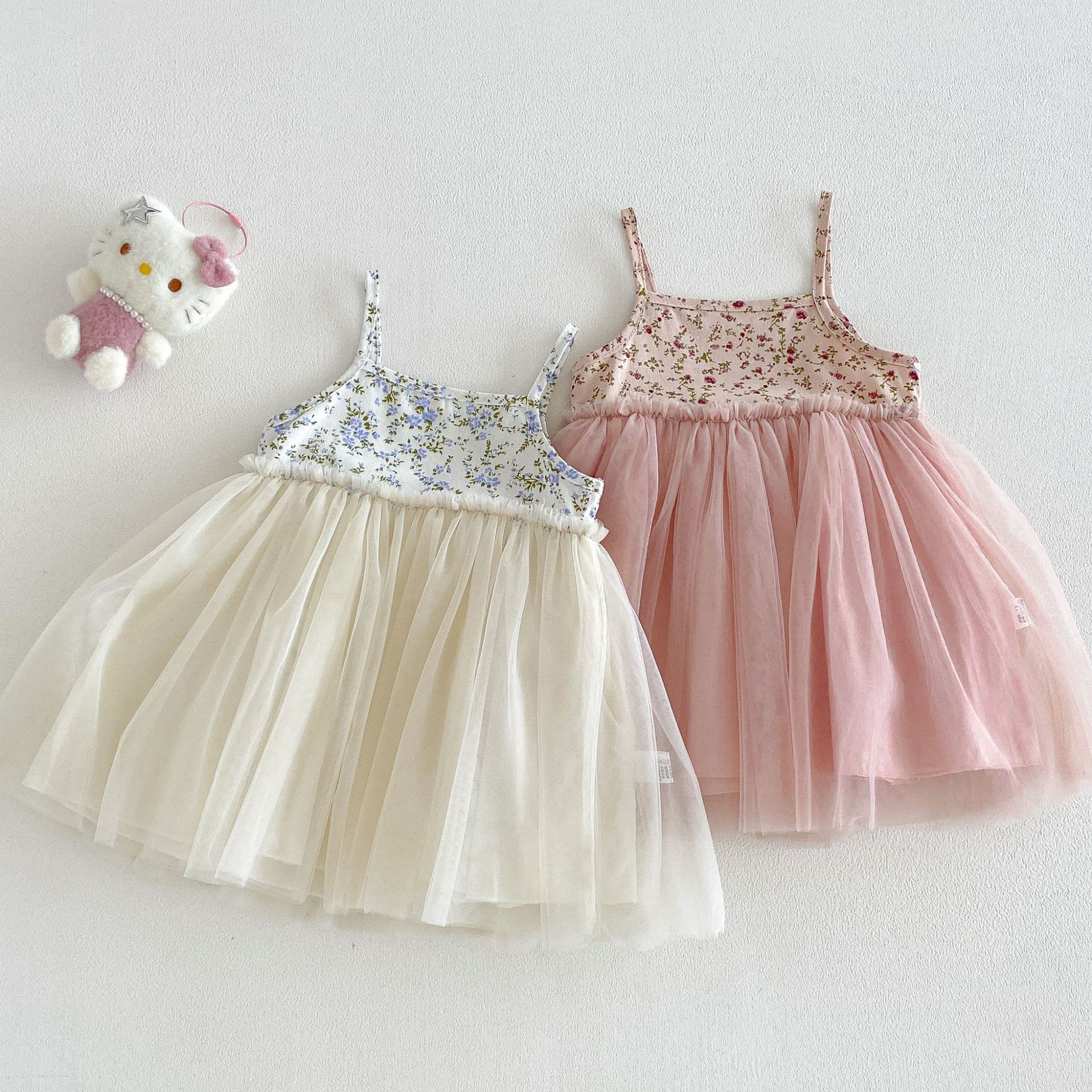 Summer Suspender Dress for Baby Girls 2026 New Style Princess Dress Set Children's Sweet Mesh Dress