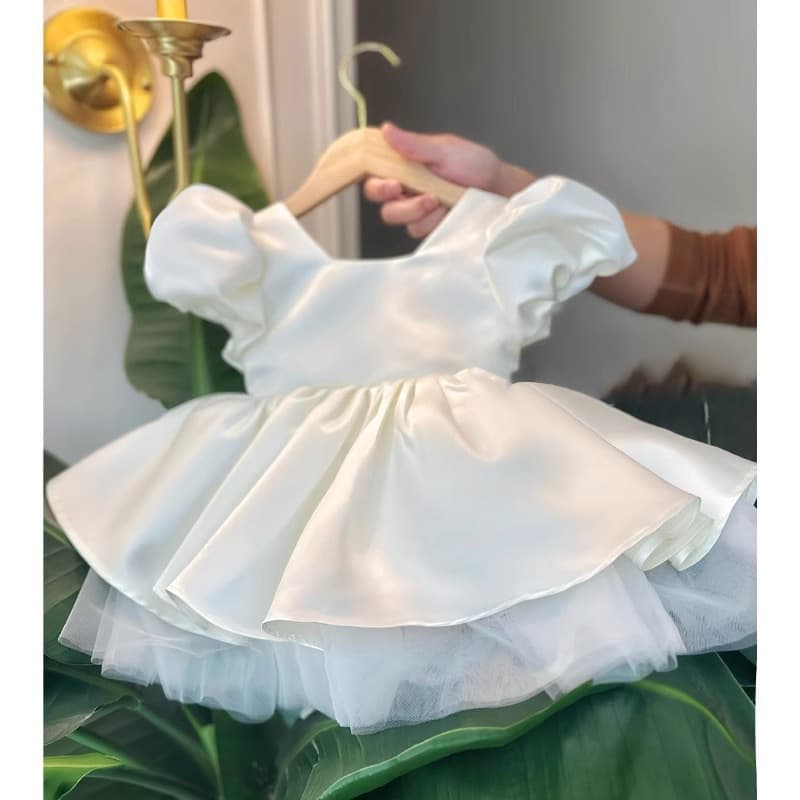 Toddler Girl Birthday Dress for First Birthday, Cake Smash, Flower Girl, White Princess Gown, Fashionable, AliExpress Factory Direct Supply