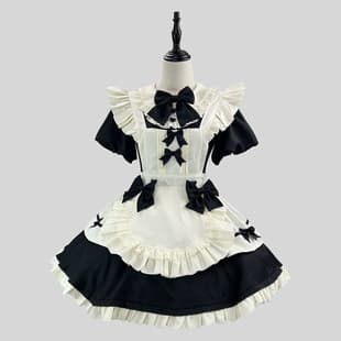 French Sweet Lolita Soft Girl Waist-Cinching Dress with Flutter Sleeves Apron Elegant Maid Dress