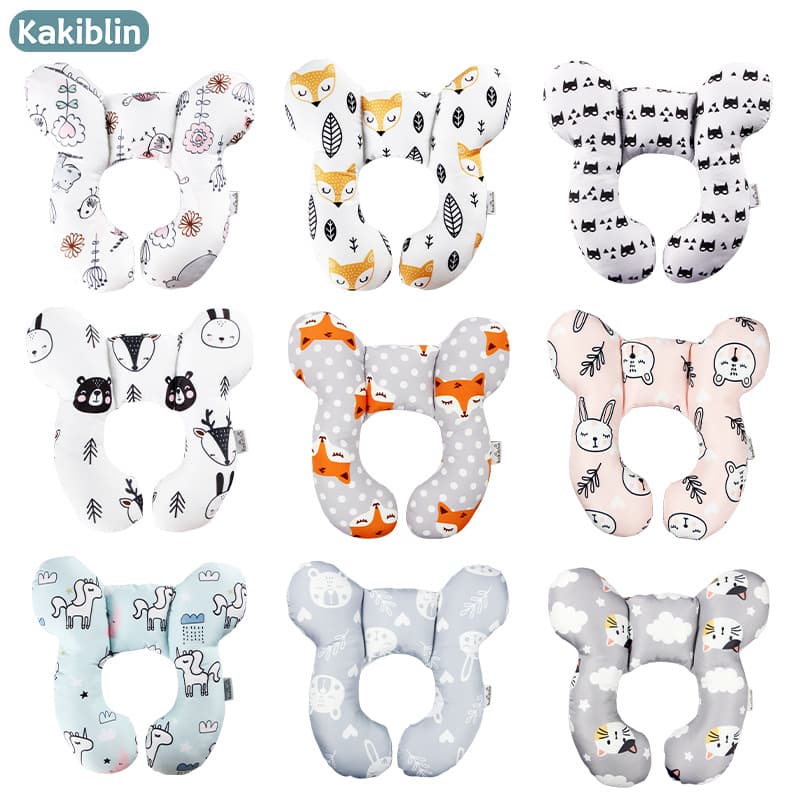 Newborn Cartoon Pattern U-Shaped Pillow, Travel and Stroller Use, Baby Neck Pillow, Infant Head Shaping Pillow In Stock