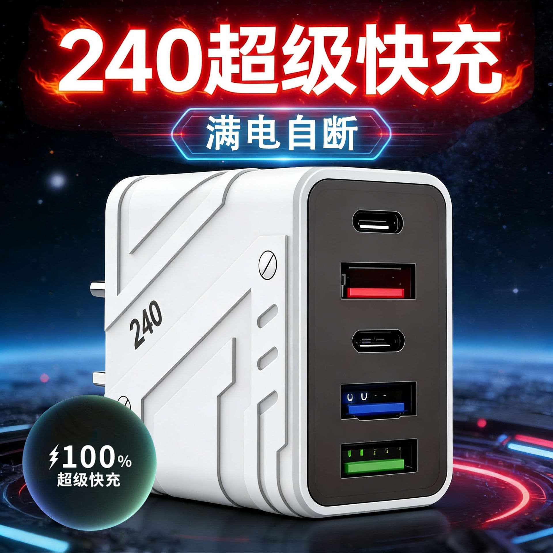240 super fast charging gallium nitride AI smart multi-port charger USB+PD socket suitable for Huawei Honor cross-border