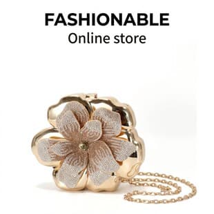 2026 New 3D Floral Evening Bag Women Rhinestone Metal Texture Banquet Clutch Bag Niche Design Chain
