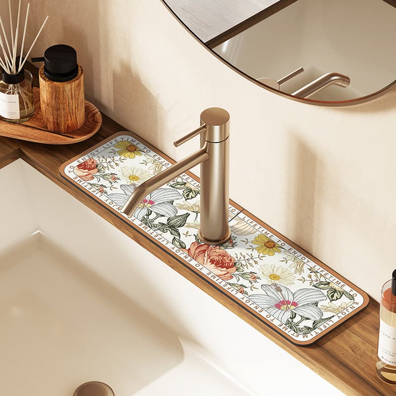 Factory Direct Luxury Bathroom Diatom Mud Faucet Absorbent Mat Splash-Proof Mold-Proof Sink Vanity Cup Coaster