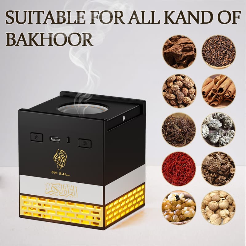 Middle Eastern Arabic Electric Bukhoor Incense Burner Night Light Bluetooth Speaker