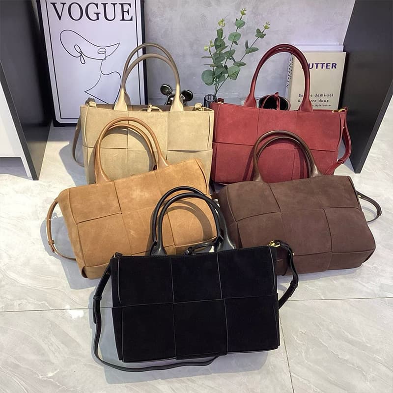 New matte texture genuine leather handbag first layer leather woven letter tote bag large capacity high-end bag for women