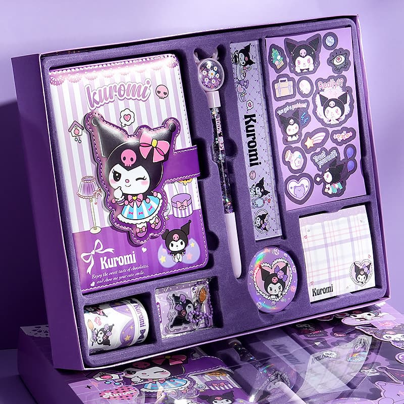 Sanrio Notebook Set Kuromi My Melody Journal Gift Box for Kids Girls Elementary School Students Toys