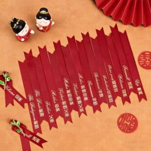 Wedding Corsage Ribbon Title Strips Complete Set for Groom Bride Father Mother Welcome Name Tags